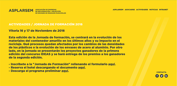 Asplarsem - Jornada de formaci&oacute;n 2016: Evoluci&oacute;n de materiales del contenedor amarillo: Impacto en el reciclaje