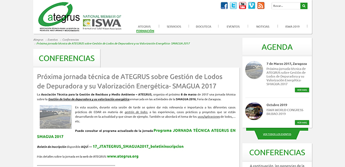 Jornada Técnica de Ategrus sobre Gestión de Lodos de Depuradora y su Valorización Energética en Smagua 2017
